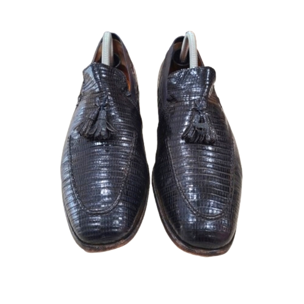 Nettleton Century II Teju Lizard Leather Loafers Tassel Blue Size 9 D VTG